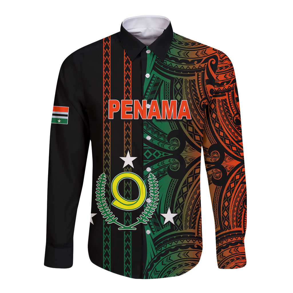 Custom Vanuatu Penama Long Sleeve Button Shirt Polynesian Tribal LT6 - Wonder Print Shop