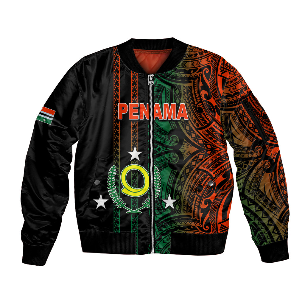Custom Vanuatu Penama Sleeve Zip Bomber Jacket Polynesian Tribal LT6 - Wonder Print Shop