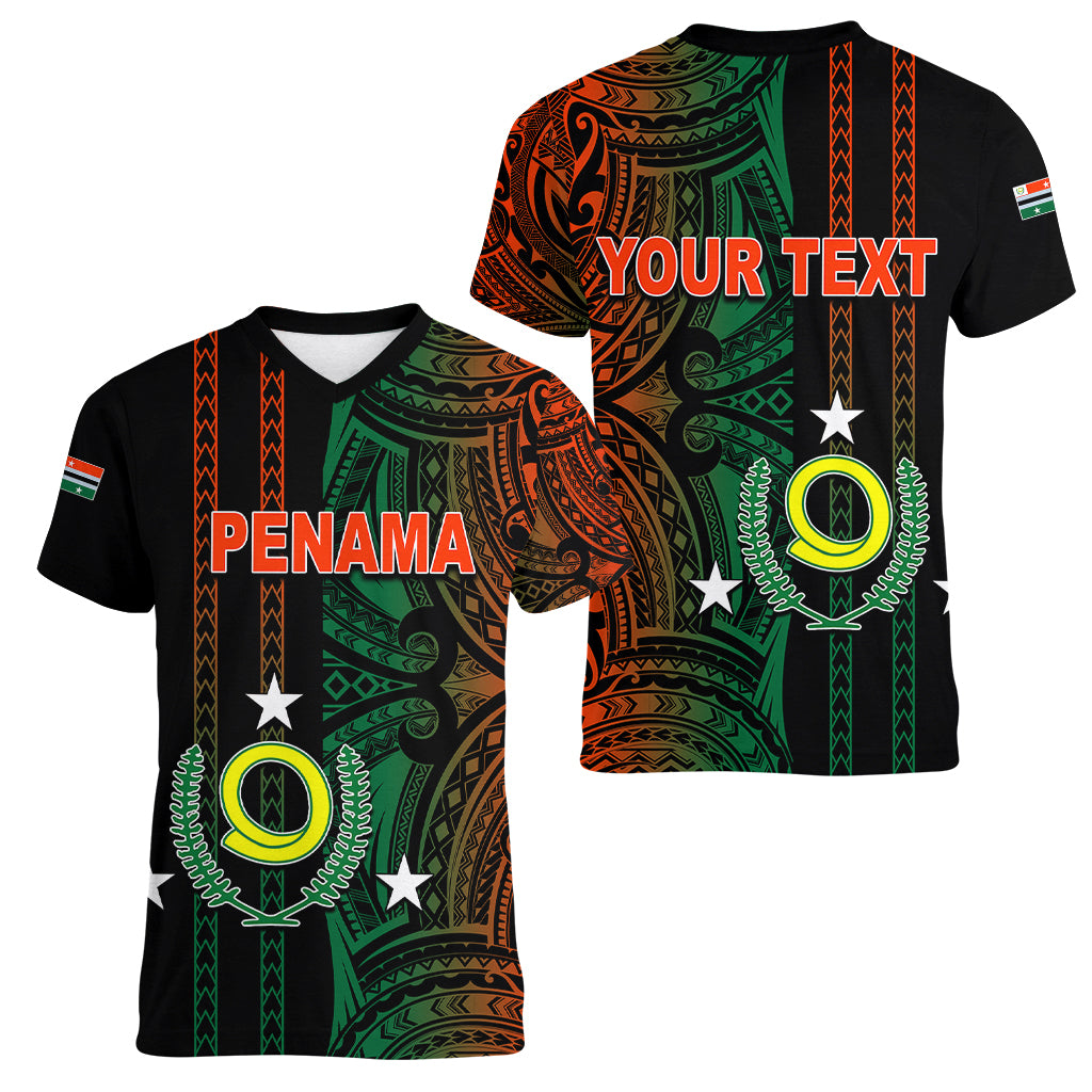 Custom Vanuatu Penama Women V Neck T Shirt Polynesian Tribal LT6 - Wonder Print Shop