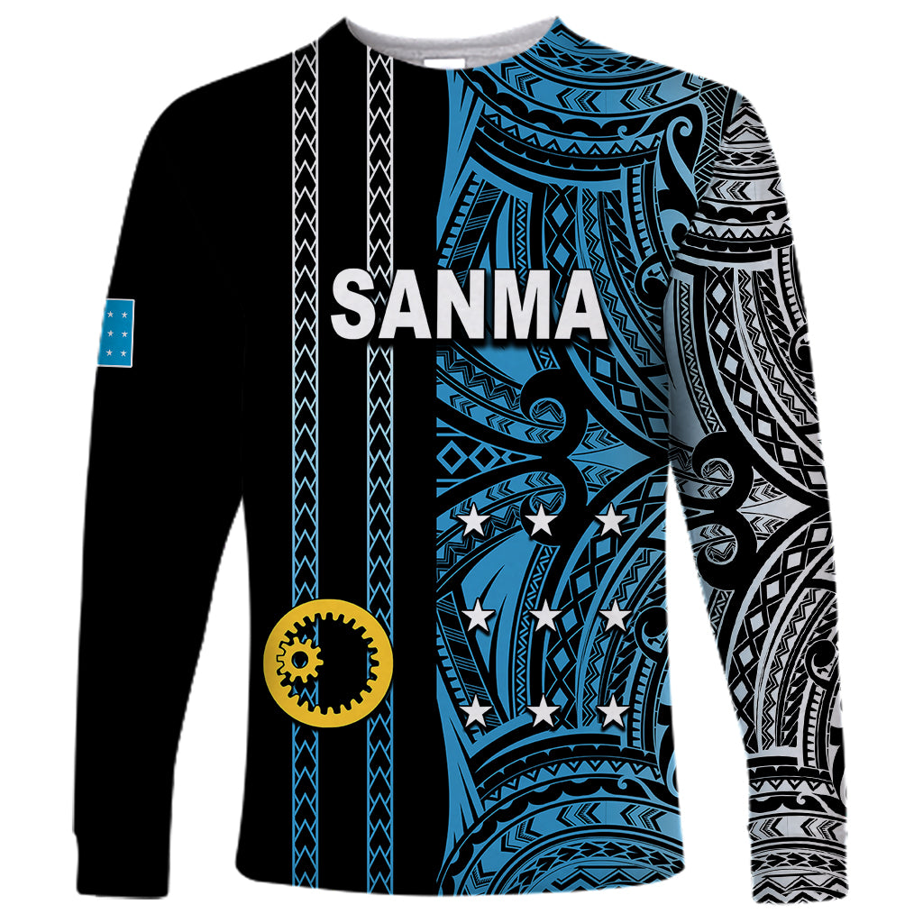Custom Vanuatu Sanma Long Sleeve Shirt Polynesian Tribal LT6 - Wonder Print Shop