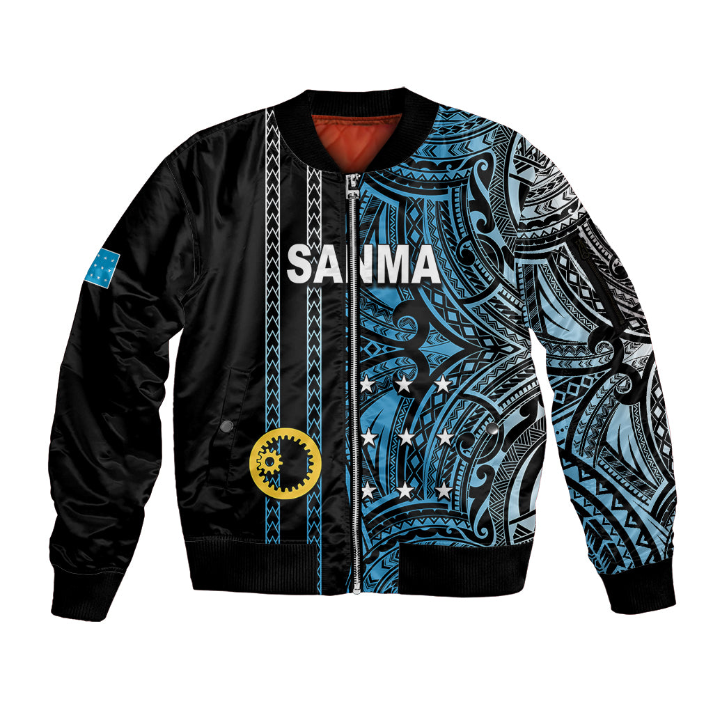 Custom Vanuatu Sanma Sleeve Zip Bomber Jacket Polynesian Tribal LT6 - Wonder Print Shop
