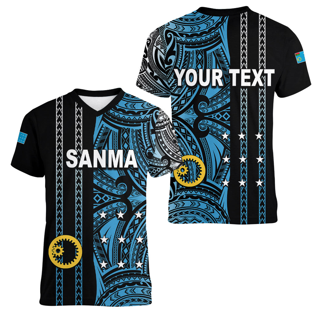 Custom Vanuatu Sanma Women V Neck T Shirt Polynesian Tribal LT6 - Wonder Print Shop