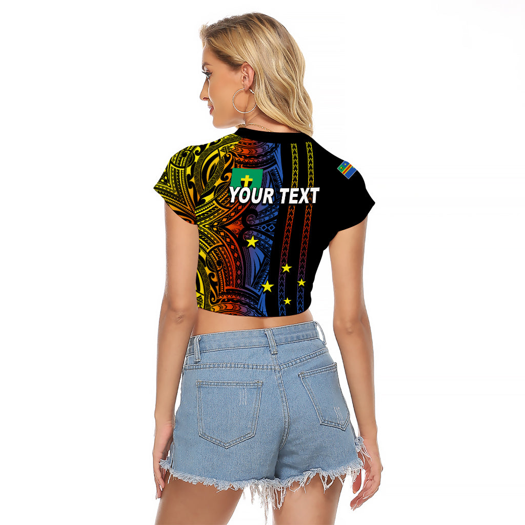 Custom Vanuatu Tafea Raglan Cropped T Shirt Polynesian Tribal LT6 - Wonder Print Shop