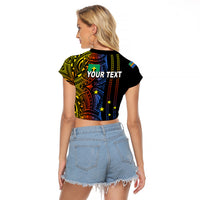 Custom Vanuatu Tafea Raglan Cropped T Shirt Polynesian Tribal LT6 - Wonder Print Shop