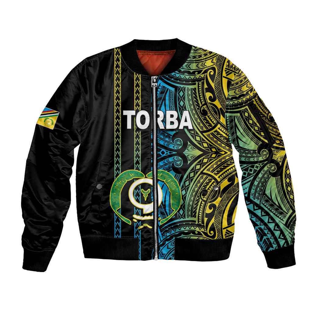 Custom Vanuatu Torba Sleeve Zip Bomber Jacket Polynesian Tribal LT6 - Wonder Print Shop
