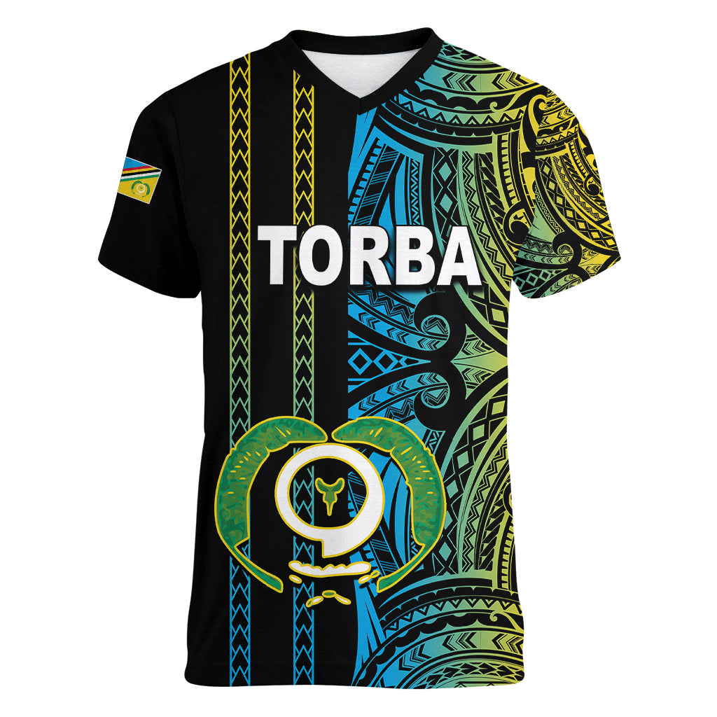 Custom Vanuatu Torba Women V Neck T Shirt Polynesian Tribal LT6 - Wonder Print Shop