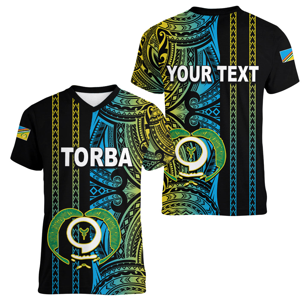 Custom Vanuatu Torba Women V Neck T Shirt Polynesian Tribal LT6 - Wonder Print Shop