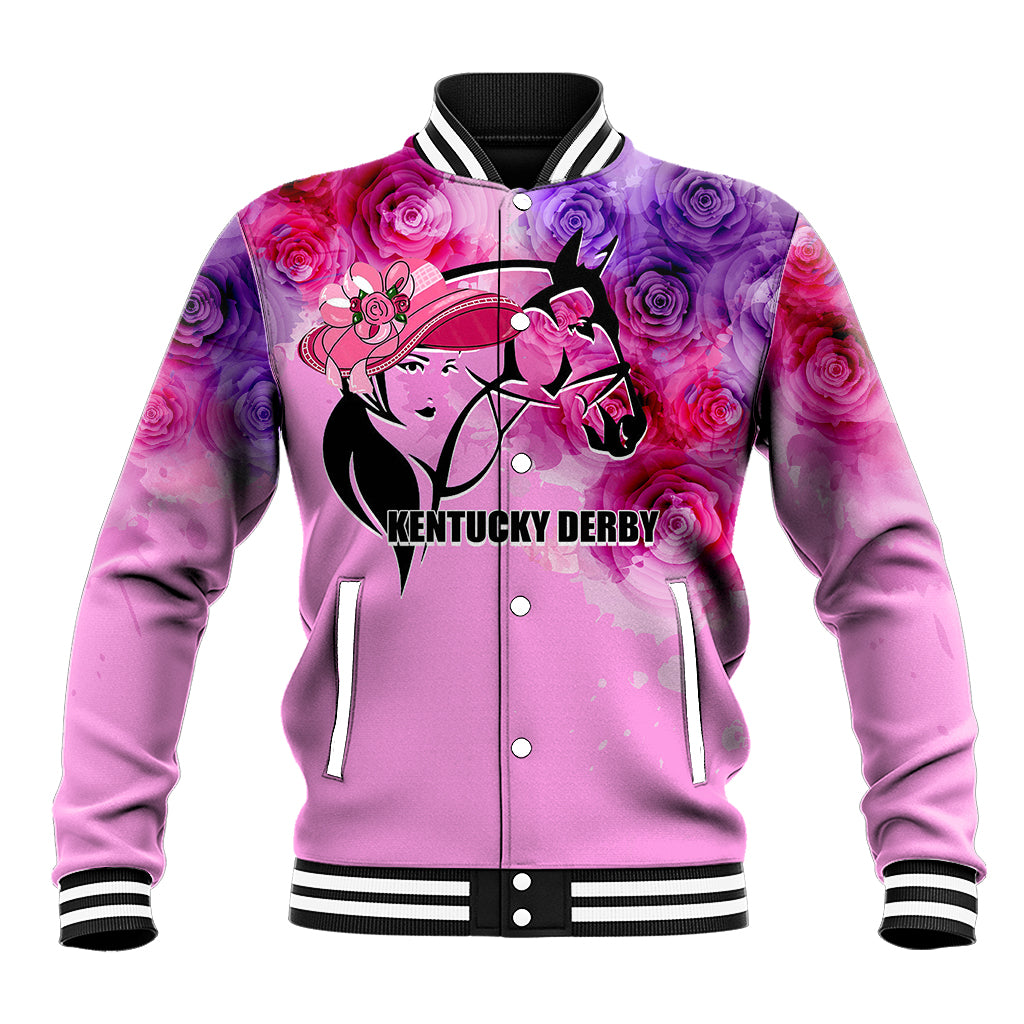 Kentucky Horse Racing Baseball Jacket Derby Girl Pink Style LT6 - Wonder Print Shop