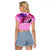 Kentucky Horse Racing Raglan Cropped T Shirt Derby Girl Pink Style LT6 - Wonder Print Shop