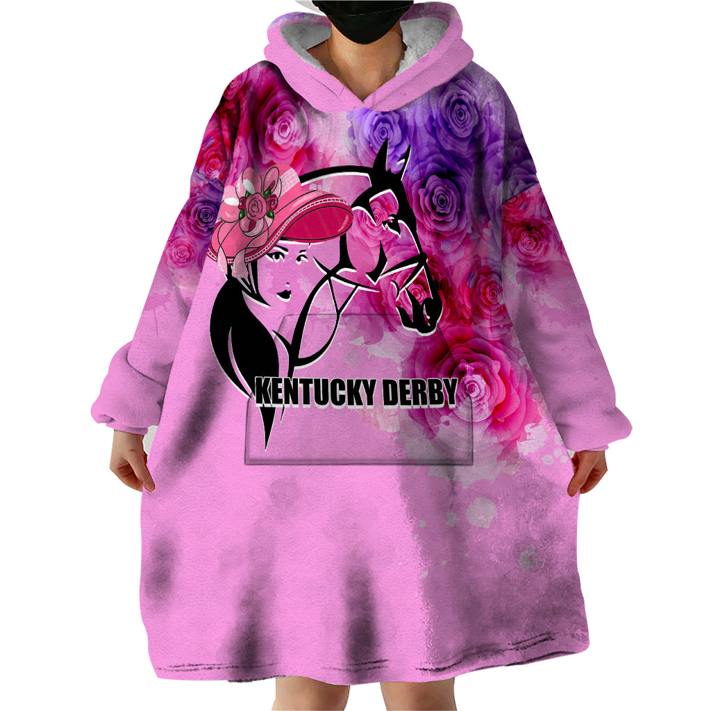 Kentucky Horse Racing Wearable Blanket Hoodie Derby Girl Pink Style LT6 - Wonder Print Shop