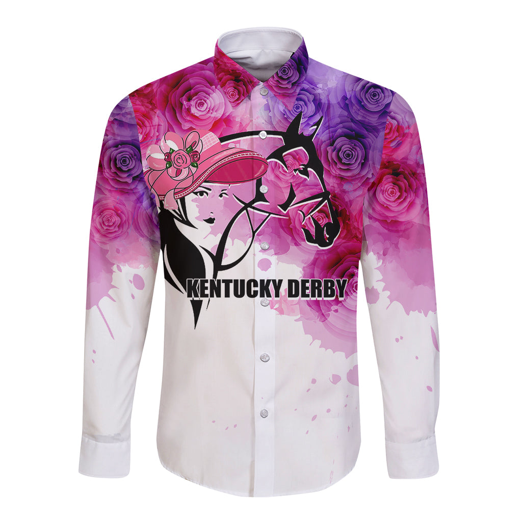 Kentucky Horse Racing Long Sleeve Button Shirt Derby Girl LT6 - Wonder Print Shop