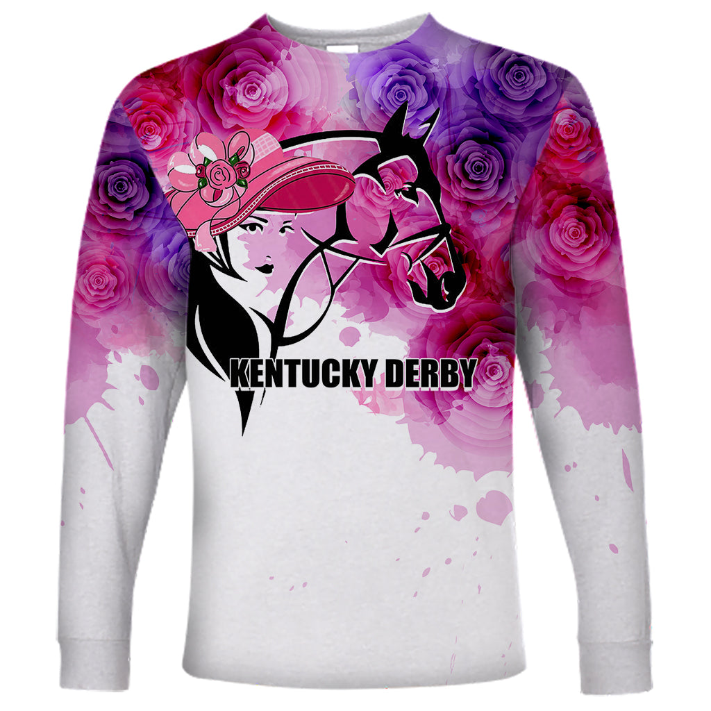 Kentucky Horse Racing Long Sleeve Shirt Derby Girl LT6 - Wonder Print Shop