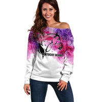 Kentucky Horse Racing Off Shoulder Sweater Derby Girl LT6 - Wonder Print Shop