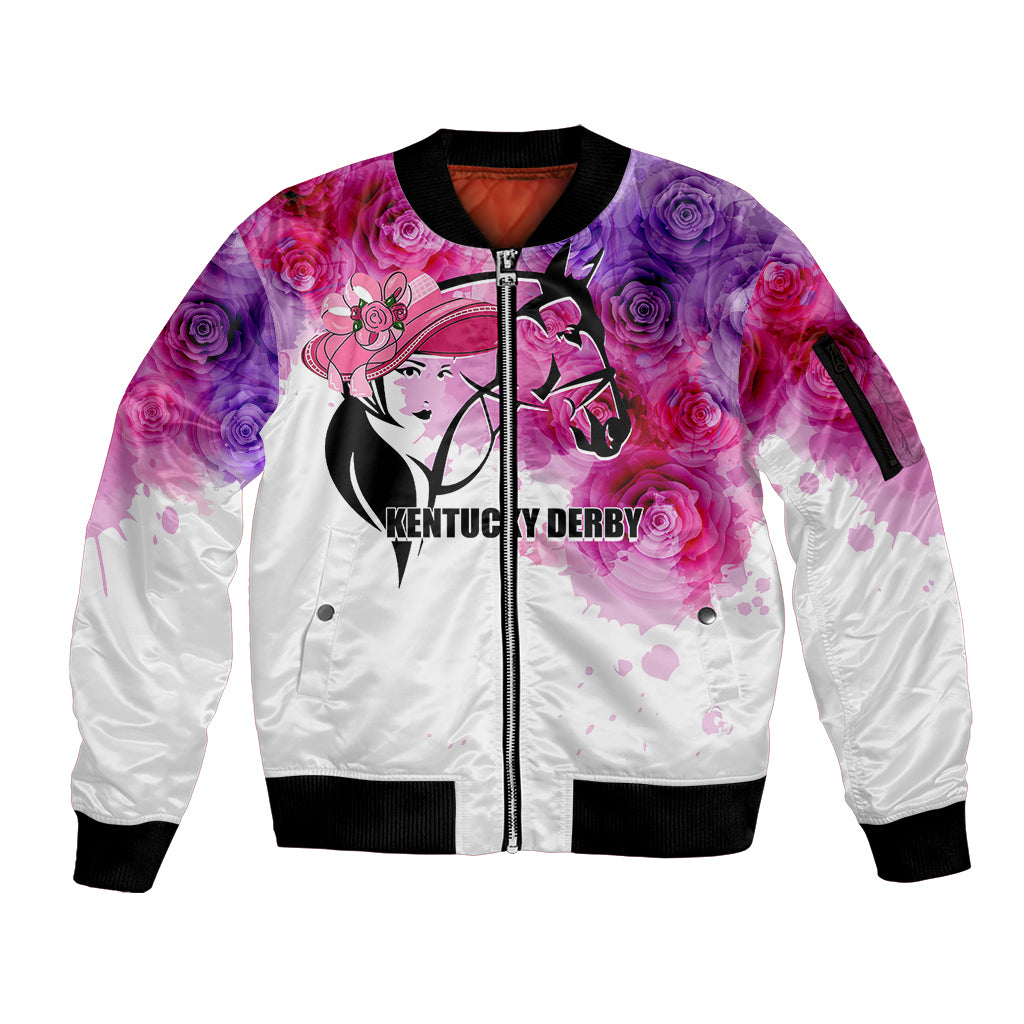 Kentucky Horse Racing Sleeve Zip Bomber Jacket Derby Girl LT6 - Wonder Print Shop