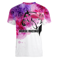 Kentucky Horse Racing Women V Neck T Shirt Derby Girl LT6 - Wonder Print Shop