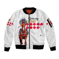 Kentucky Horse Racing Sleeve Zip Bomber Jacket LT6 - Wonder Print Shop