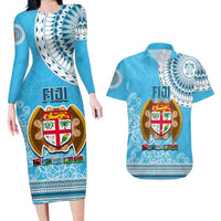 Fiji Couples Matching Long Sleeve Bodycon Dress and Hawaiian Shirt Melanesian Festival 2023 LT6 - Wonder Print Shop