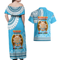 Fiji Couples Matching Off Shoulder Maxi Dress and Hawaiian Shirt Melanesian Festival 2023 LT6 - Wonder Print Shop