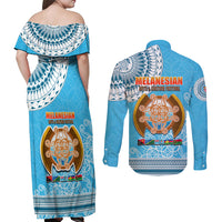 Fiji Couples Matching Off Shoulder Maxi Dress and Long Sleeve Button Shirts Melanesian Festival 2023 LT6 - Wonder Print Shop