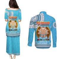 Fiji Couples Matching Puletasi Dress and Long Sleeve Button Shirts Melanesian Festival 2023 LT6 - Wonder Print Shop