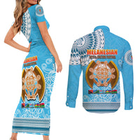 Fiji Couples Matching Short Sleeve Bodycon Dress and Long Sleeve Button Shirts Melanesian Festival 2023 LT6 - Wonder Print Shop