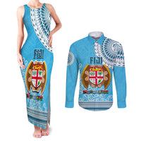 Fiji Couples Matching Tank Maxi Dress and Long Sleeve Button Shirts Melanesian Festival 2023 LT6 - Wonder Print Shop