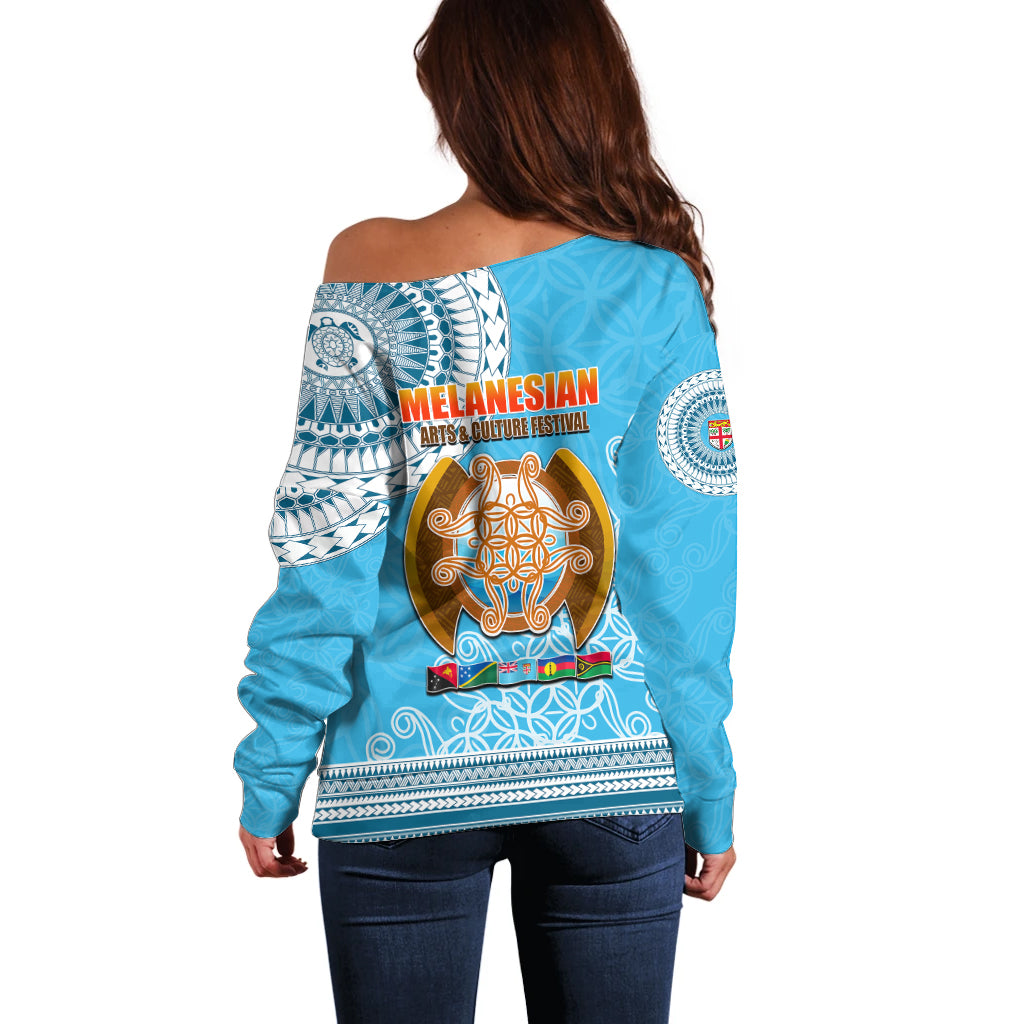Fiji Off Shoulder Sweater Melanesian Festival 2023 LT6 - Wonder Print Shop