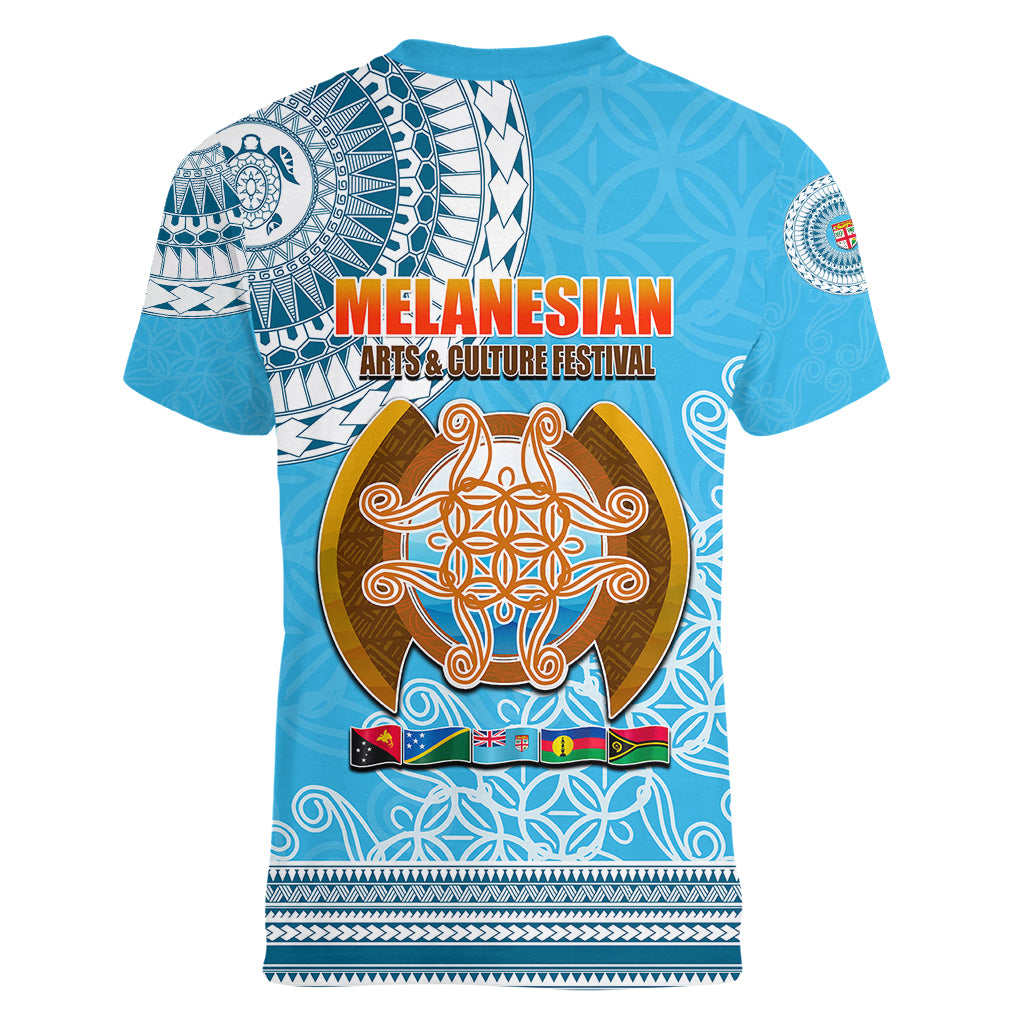 Fiji Women V Neck T Shirt Melanesian Festival 2023 LT6 - Wonder Print Shop