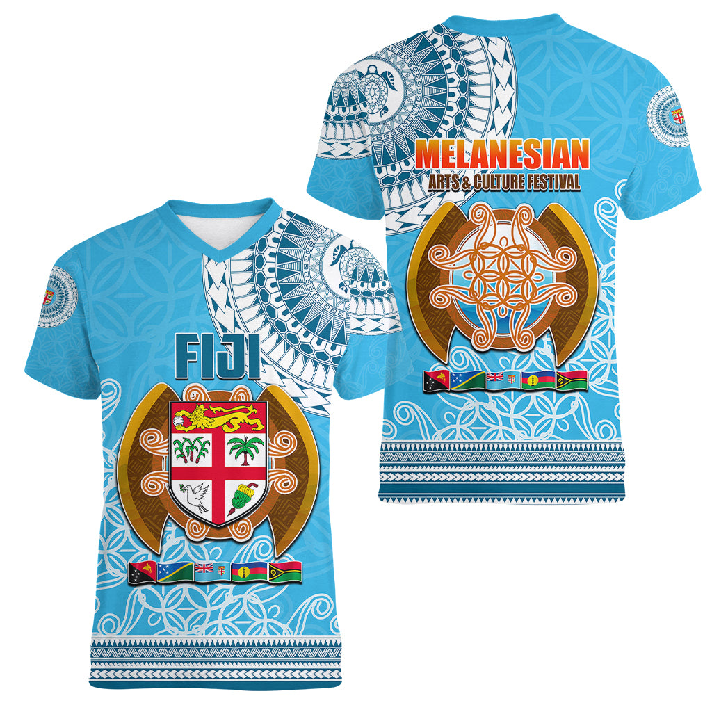 Fiji Women V Neck T Shirt Melanesian Festival 2023 LT6 - Wonder Print Shop