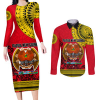 Papua New Guinea Couples Matching Long Sleeve Bodycon Dress and Long Sleeve Button Shirts Melanesian Festival 2023 LT6 - Wonder Print Shop