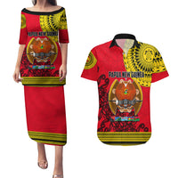 Papua New Guinea Couples Matching Puletasi Dress and Hawaiian Shirt Melanesian Festival 2023 LT6 - Wonder Print Shop