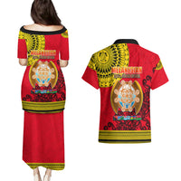 Papua New Guinea Couples Matching Puletasi Dress and Hawaiian Shirt Melanesian Festival 2023 LT6 - Wonder Print Shop