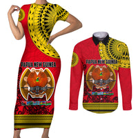 Papua New Guinea Couples Matching Short Sleeve Bodycon Dress and Long Sleeve Button Shirts Melanesian Festival 2023 LT6 - Wonder Print Shop
