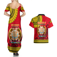 Papua New Guinea Couples Matching Summer Maxi Dress and Hawaiian Shirt Melanesian Festival 2023 LT6 - Wonder Print Shop