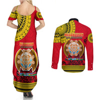 Papua New Guinea Couples Matching Summer Maxi Dress and Long Sleeve Button Shirts Melanesian Festival 2023 LT6 - Wonder Print Shop