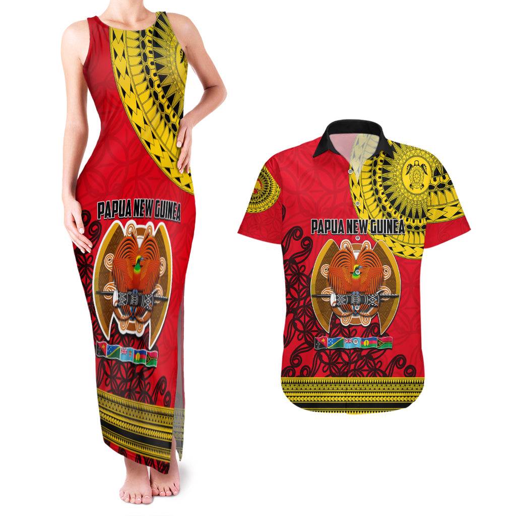 Papua New Guinea Couples Matching Tank Maxi Dress And Hawaiian Shirt Melanesian Festival 2023 LT6 - Wonder Print Shop