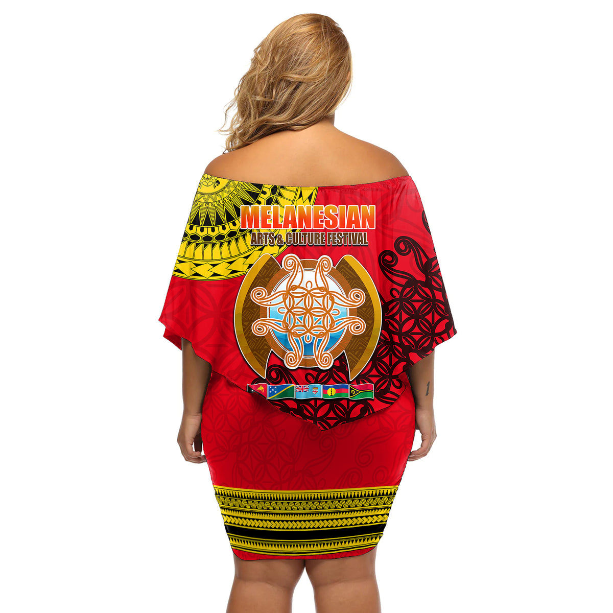 Papua New Guinea Off Shoulder Short Dress Melanesian Festival 2023 LT6 - Wonder Print Shop