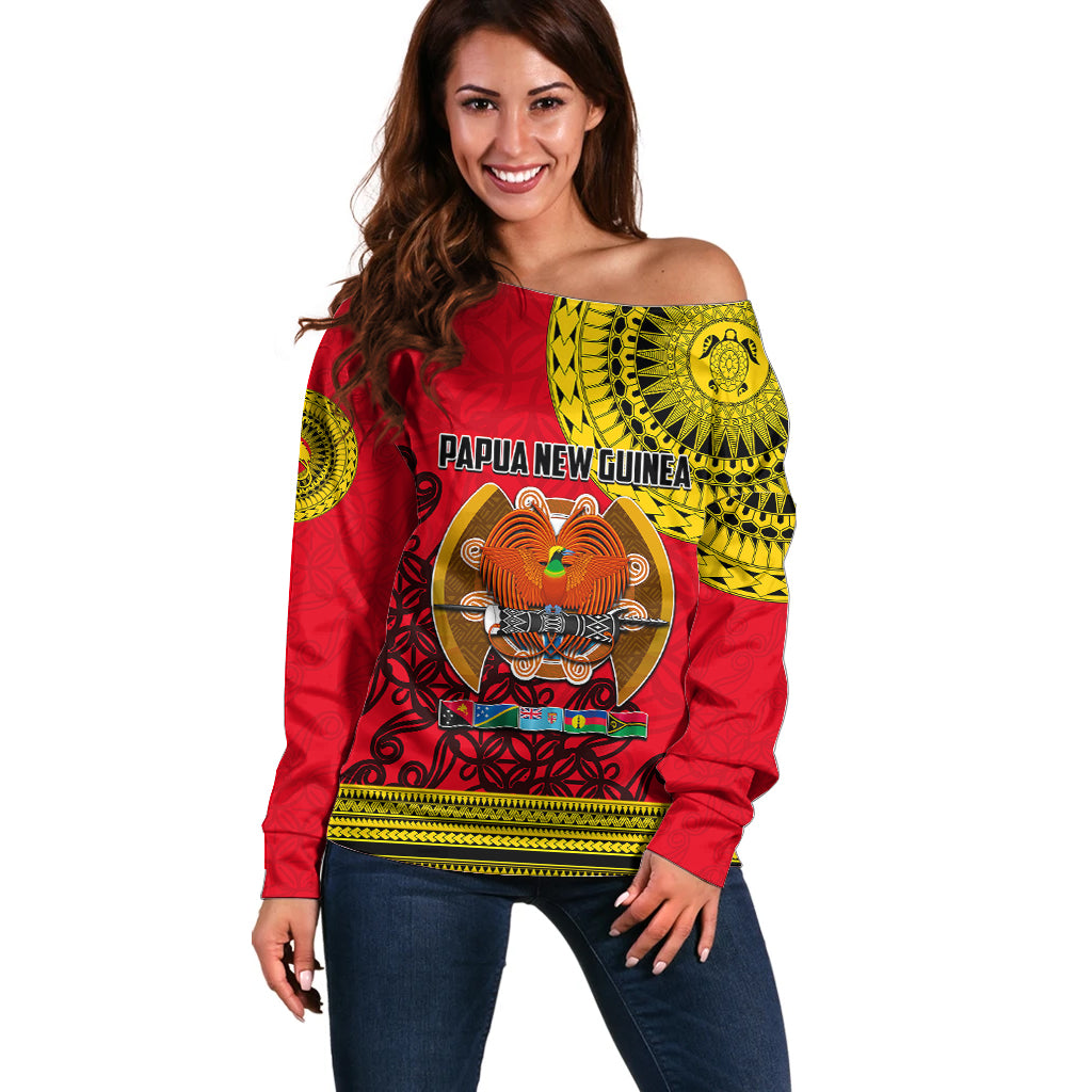 Papua New Guinea Off Shoulder Sweater Melanesian Festival 2023 LT6 - Wonder Print Shop