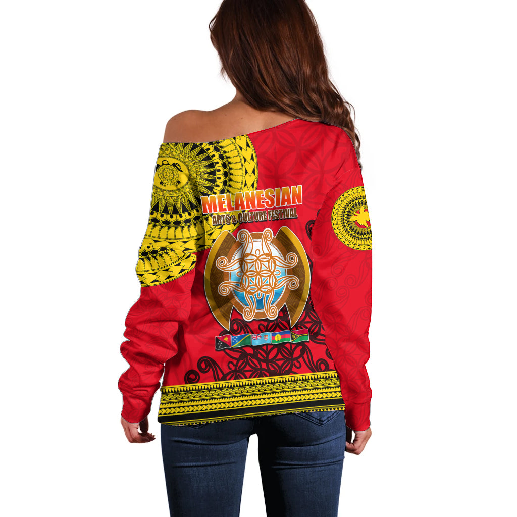 Papua New Guinea Off Shoulder Sweater Melanesian Festival 2023 LT6 - Wonder Print Shop