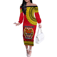 Papua New Guinea Off The Shoulder Long Sleeve Dress Melanesian Festival 2023 LT6 - Wonder Print Shop
