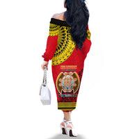 Papua New Guinea Off The Shoulder Long Sleeve Dress Melanesian Festival 2023 LT6 - Wonder Print Shop