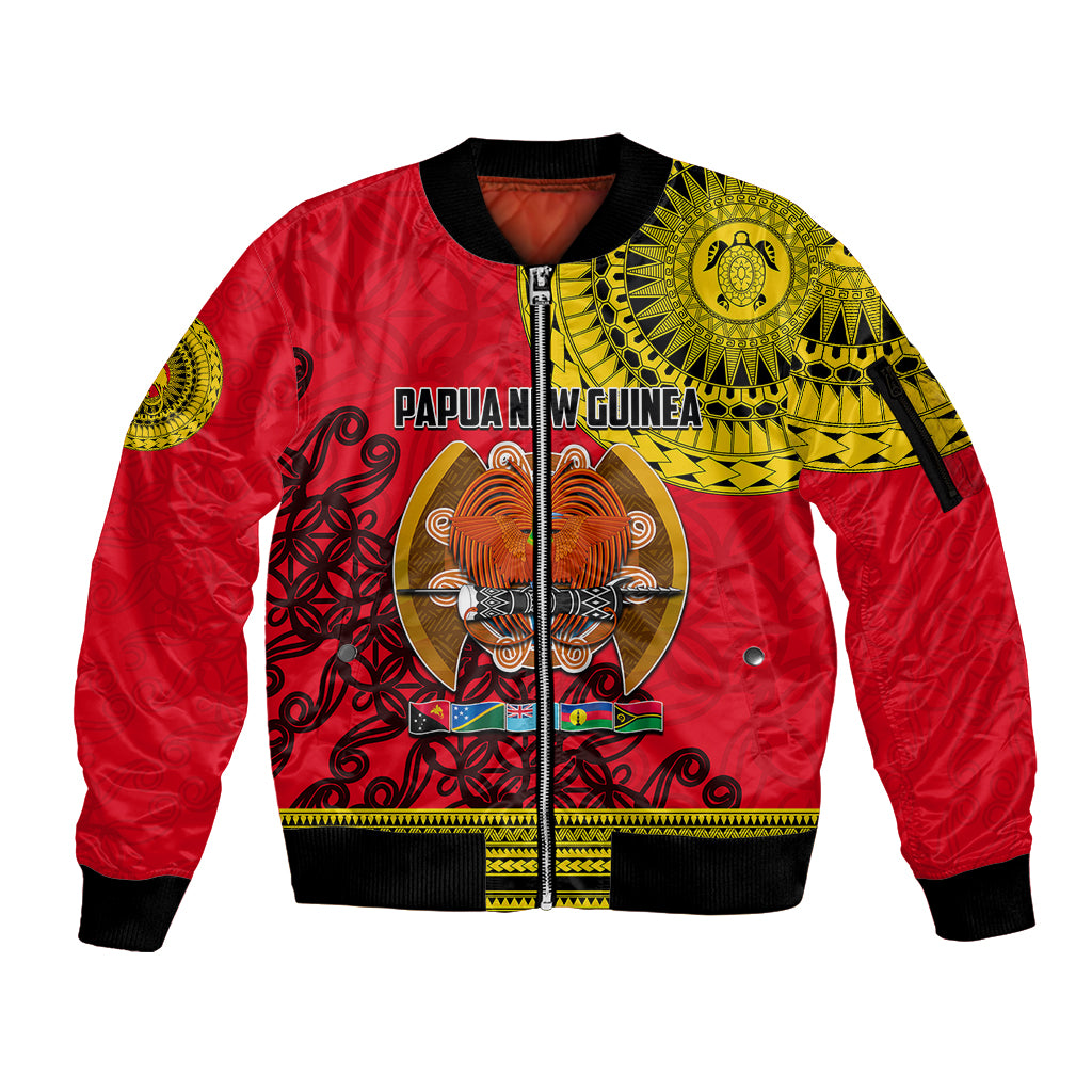 Papua New Guinea Sleeve Zip Bomber Jacket Melanesian Festival 2023 LT6 - Wonder Print Shop