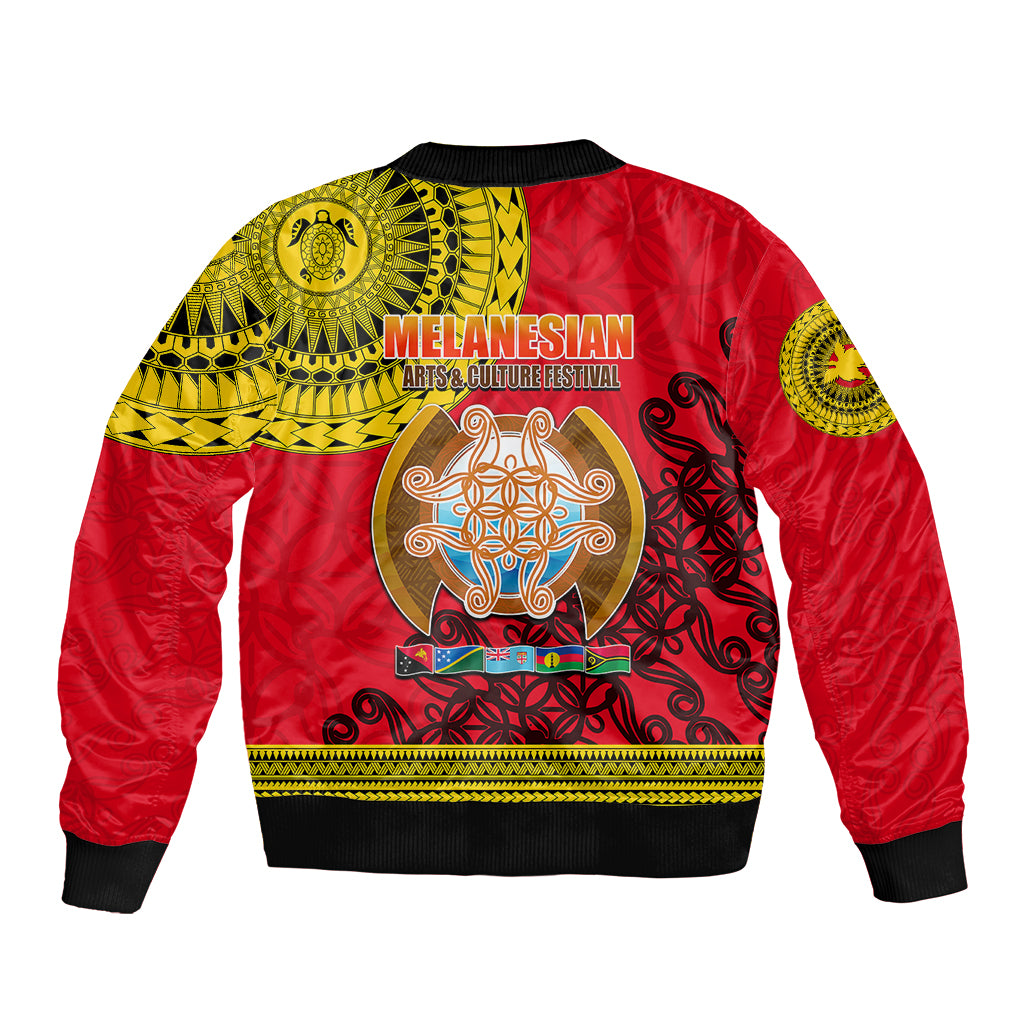 Papua New Guinea Sleeve Zip Bomber Jacket Melanesian Festival 2023 LT6 - Wonder Print Shop
