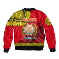 Papua New Guinea Sleeve Zip Bomber Jacket Melanesian Festival 2023 LT6 - Wonder Print Shop