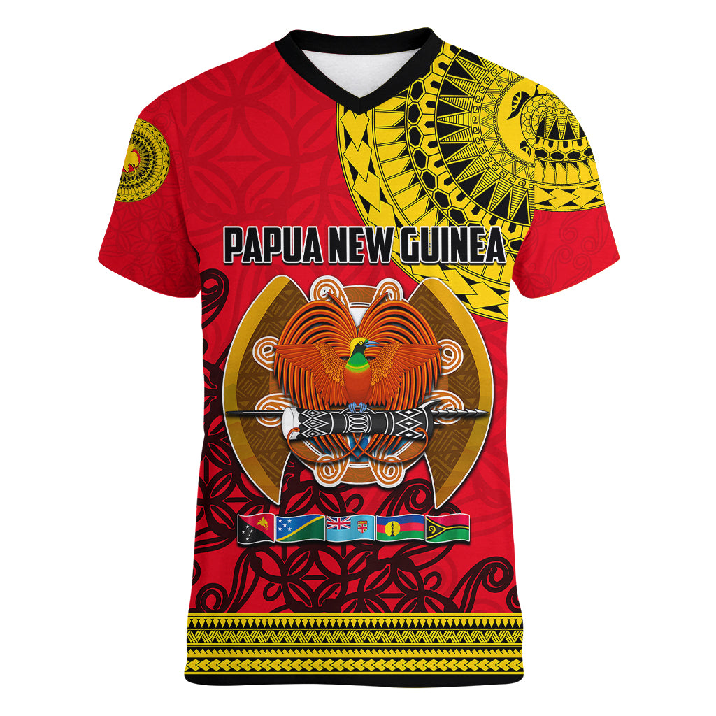 Papua New Guinea Women V Neck T Shirt Melanesian Festival 2023 LT6 - Wonder Print Shop