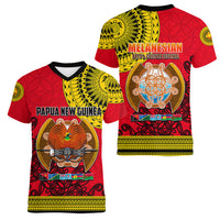 Papua New Guinea Women V Neck T Shirt Melanesian Festival 2023 LT6 - Wonder Print Shop
