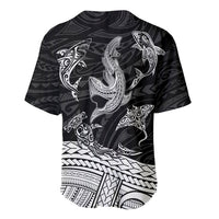 Polynesian Tribal Baseball Jersey with Sharks Tattoo White LT6 - Wonder Print Shop