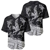 Polynesian Tribal Baseball Jersey with Sharks Tattoo White LT6 - Wonder Print Shop