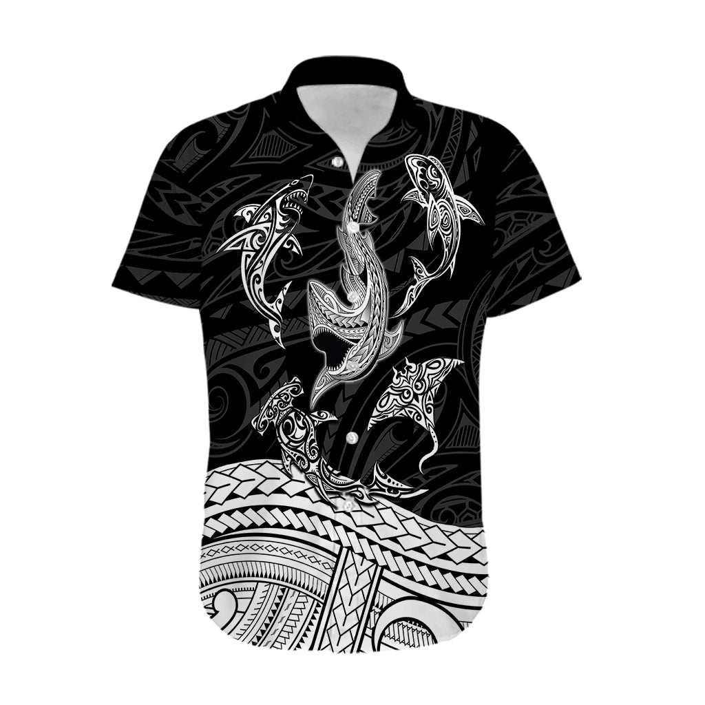 Polynesian Tribal Hawaiian Shirt with Sharks Tattoo White LT6 - Wonder Print Shop
