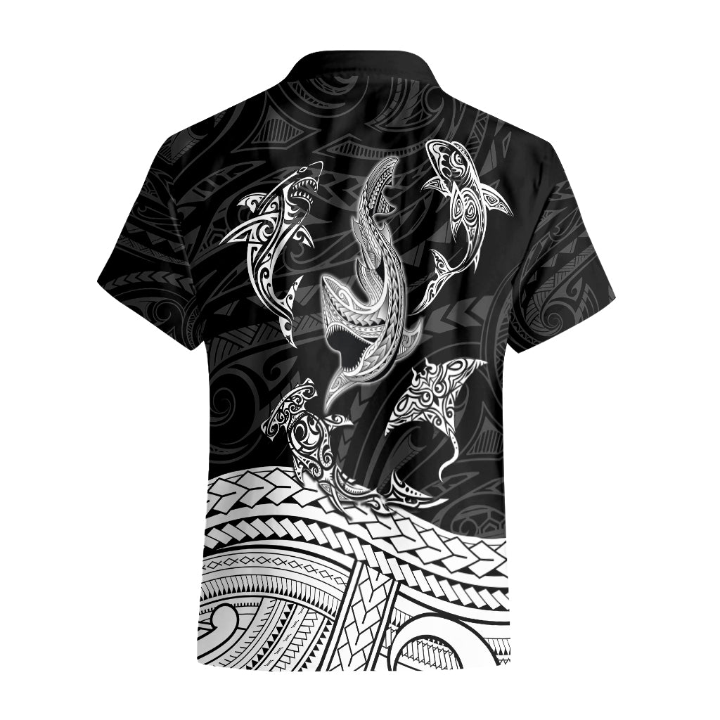 Polynesian Tribal Hawaiian Shirt with Sharks Tattoo White LT6 - Wonder Print Shop